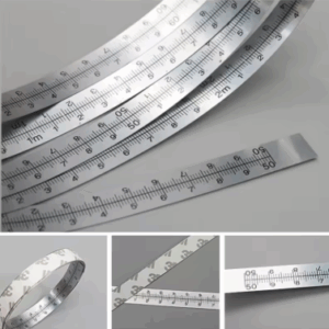 Cinta métrica autoadhesiva de acero inoxidable para sierra ingleteadora, respaldo, regla métrica de acero, medidas de cinta